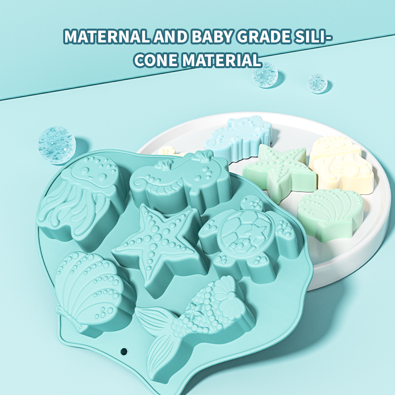 Silicone Mold Ocean - オーシャンフォンダンシリコンモールドシェルマーメイドテールタツノオトシゴヒトデチョコレートモールドマーメイドテーマのケーキデコレーションツールに適しています