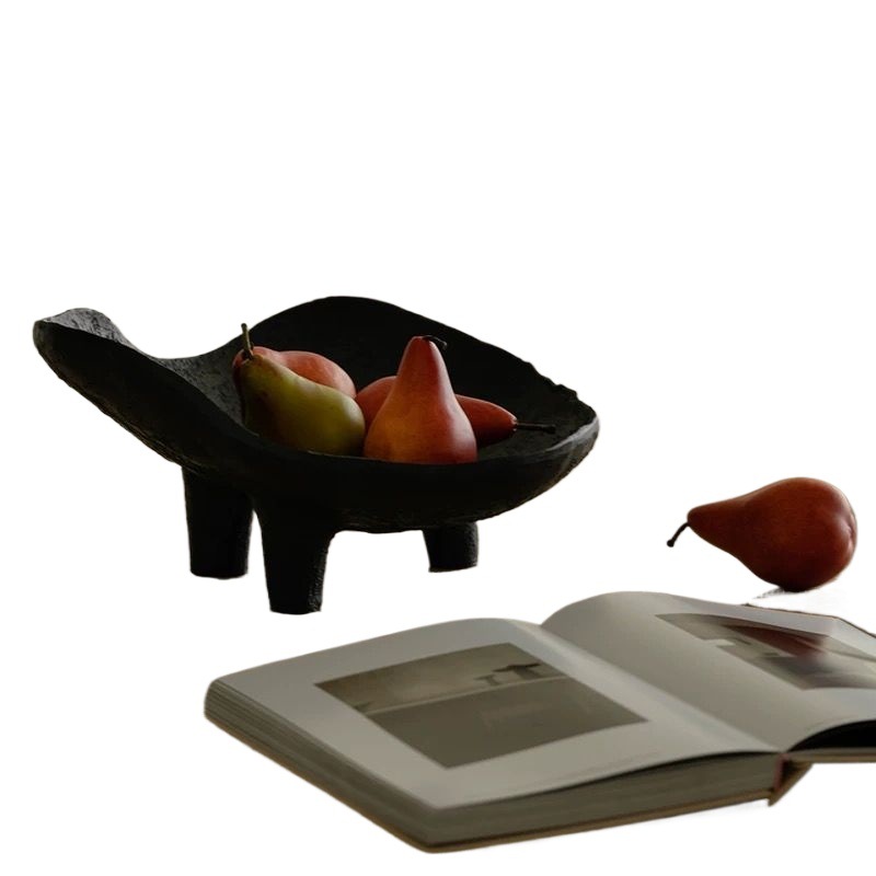 Resin Art Wooden Tray - 黒色のフルーツプレート樹脂製収納トレイオーナメントレトロアートデコレーション中世風リビングルームコーヒーテーブルライトラグジュアリー