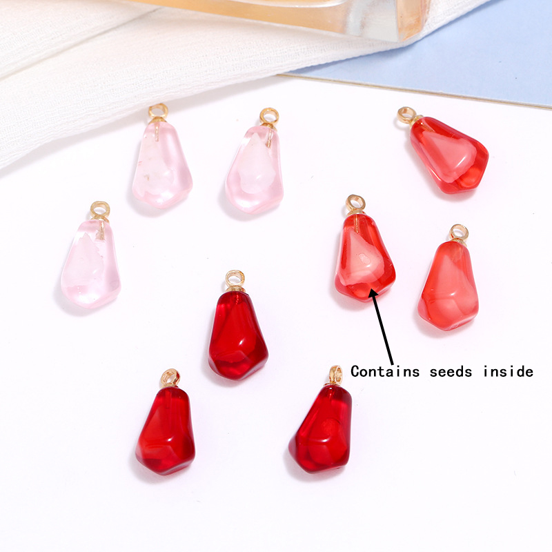 Resin Art Love - 10 個ザクロ種子樹脂ペンダントフルーツチャーム DIY イヤリングネックレスブレスレットジュエリーキーホルダー作成フルーツアクセサリー
