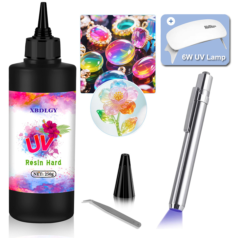 Resin Art Lamp - 200g/250g/500g UVレジン ハードグルー DIYジュエリー製作用 エポキシ樹脂とUVランプ対応 高透明性