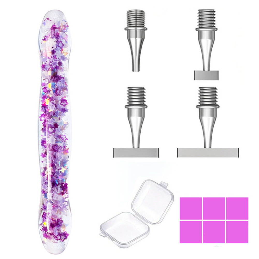 Resin Art Pen - レジンペン1本＋接着剤6個＋極細ペン先4個、新型スレッドダイヤモンドペインティングドットドリルペン、ステンレススチール製スレッドニブ
