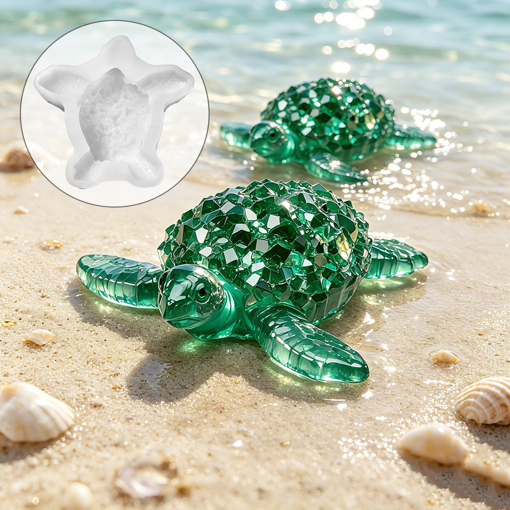 Silicone Mold Ocean - ダイヤモンドカットヒーリングシータートルシリコンモールド海洋動物クリスタルエポキシキャスティングDIYエポキシ樹脂キャンドル石膏サマーデコレーションギフト