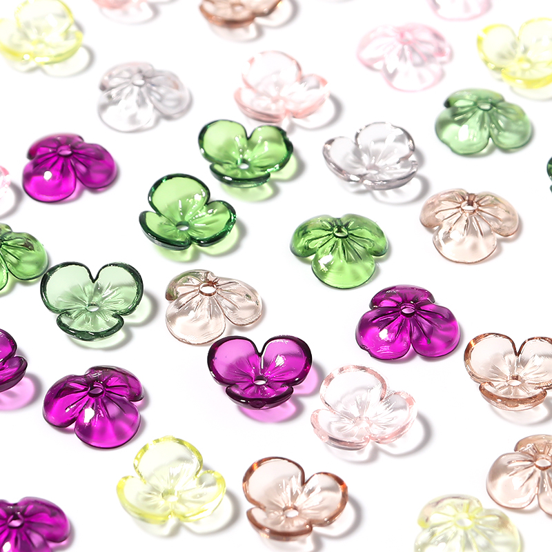 Resin Art Kits For Adults - ジュエリー作り用の透明な樹脂花びらビーズ,花のモチーフ,ゆるいビーズキャップ,ネックレスとブレスレット,20ピース/ロット