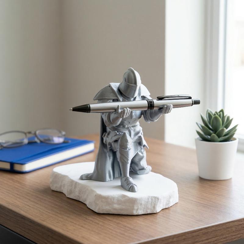 Resin Art Pen - 騎士ペンホルダー樹脂中世鎧デスクオーガナイザー画材オフィス用家の装飾アートペイント用絵筆収納スタンド