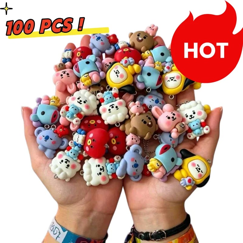 Resin Art Kits For Adults - 7 個 BT21 樹脂漫画チャーム DIY アクセサリークラフト用品ジュエリー作成用イヤリングネックレスブレスレットペンダント電話デコ