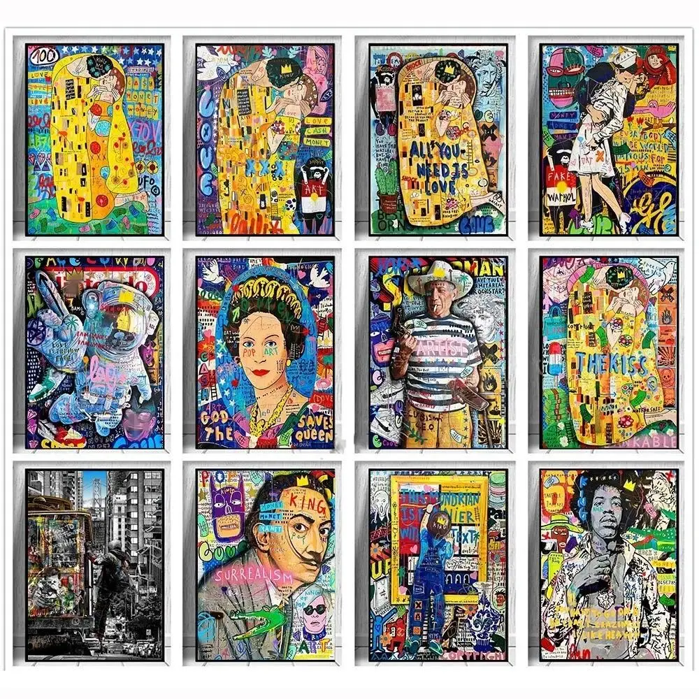 Resin Art Wall - バンクシーアート グスタフ・クリムト キス グラフィティ ダイヤモンドペインティング ポップストリートポスター＆プリント
