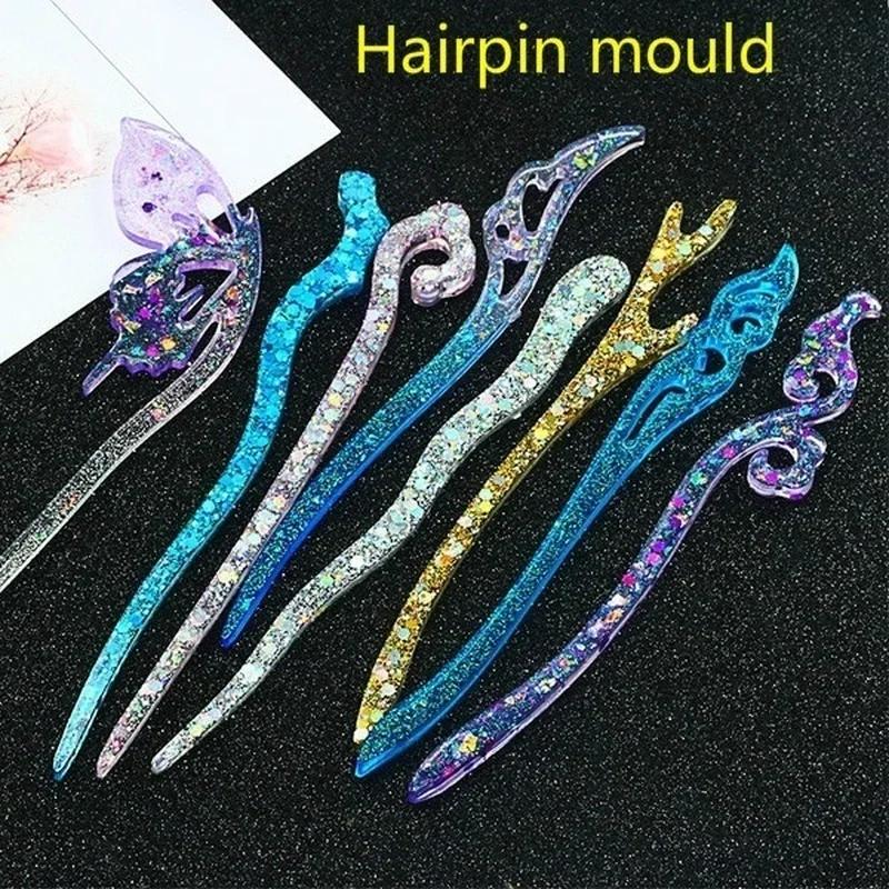 Resin Art Kits For Adults - 新しい透明ヘアピンシリコーン特殊金型樹脂 DIY ヘアジュエリー作成金型エポキシ樹脂金型女性の髪の装飾