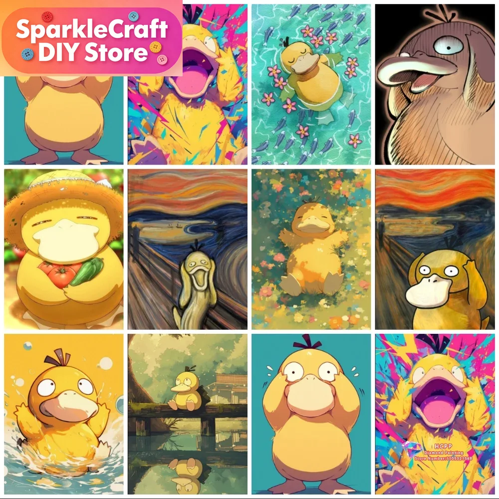 Resin Art Wall - 1pc フレームレス Psyduck 漫画 5D ダイヤモンド塗装