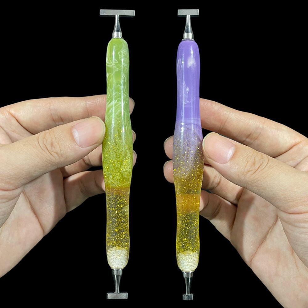 Resin Art Pen - 美しい光沢のあるネジ式ダイヤモンドペインティングペン多機能金属ネジ式ペン先ダイヤモンド刺繍アクセサリー