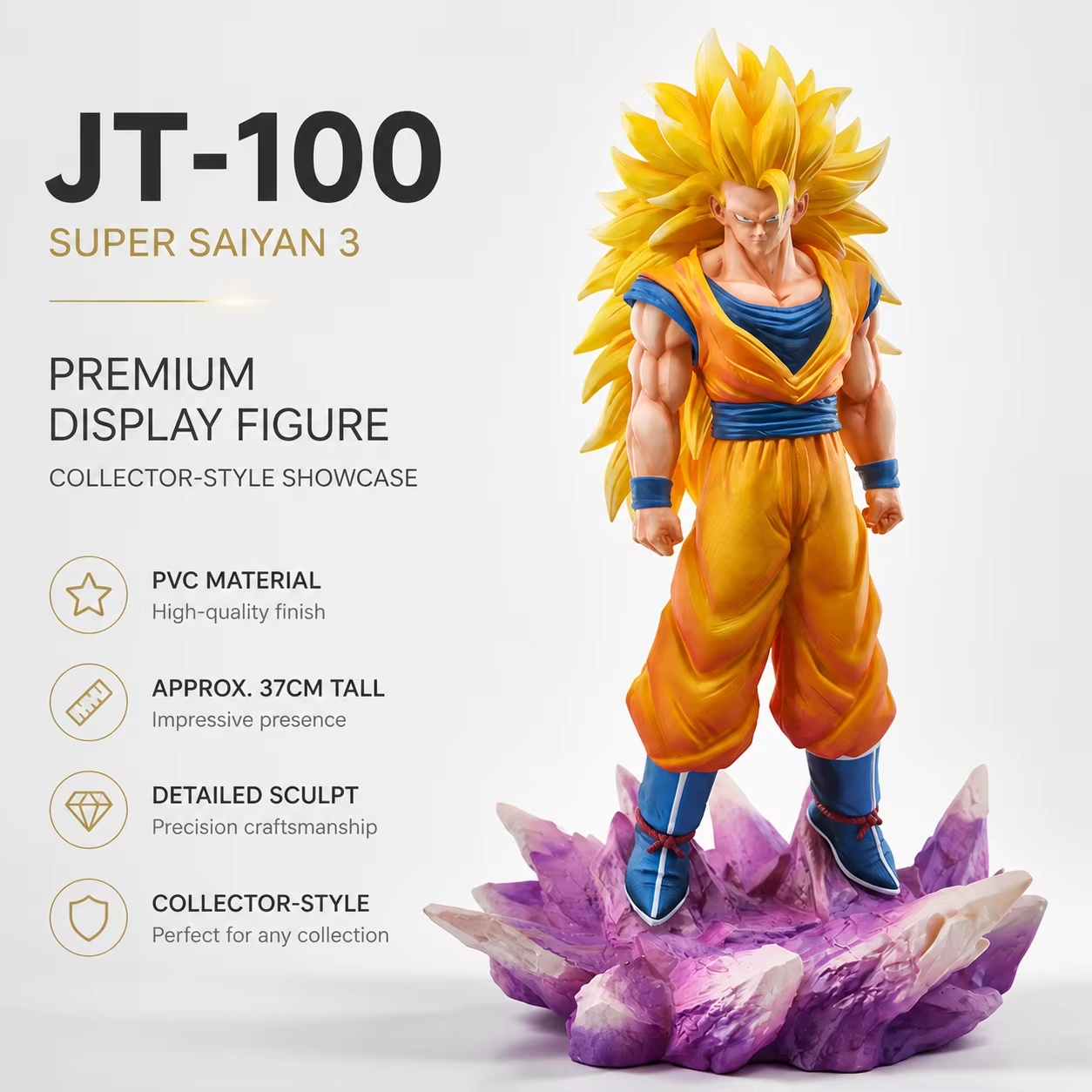 37cm Jt Studio ドラゴンボールZ 超サイヤ人3 - Resin Art Goku のレビューと価格