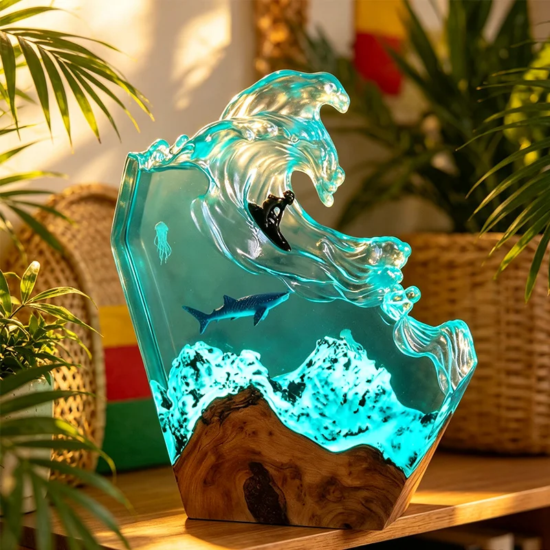 海洋をテーマにしたクジラのランプ。オーシャンレジンアートで、 - Resin Art Lamp のレビューと価格