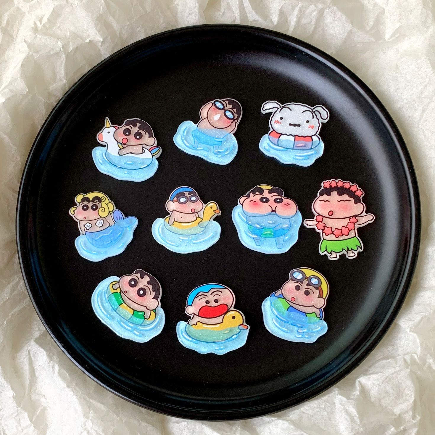 クレヨンしんちゃん樹脂製アクセサリー、扇子、水筒、靴のバック - Resin Art Accessories のレビューと価格