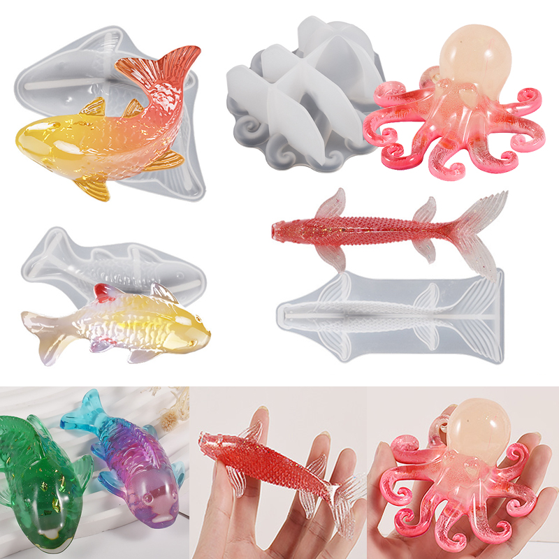 3D 鯉の形をしたエポキシ樹脂型海洋動物鯉タコエポキシ鋳造シ - Silicone Mold Ocean のレビューと価格