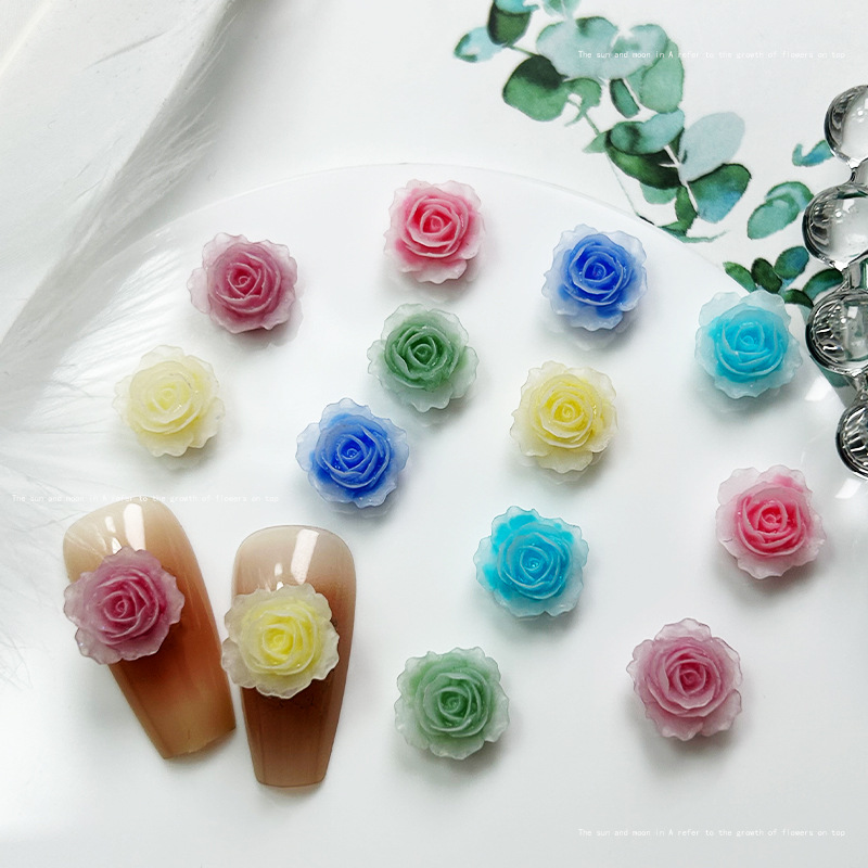 カワイイローズレジンネイルチャーム、カメリア、ペタルデザイン - Resin Art Rose Petals のレビューと価格
