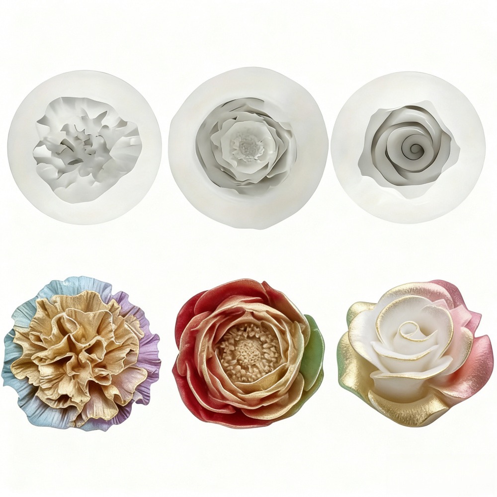 バラ、牡丹、カーネーション用の3ピースシリコンモールド、キャ - Resin Art Rose Petals のレビューと価格
