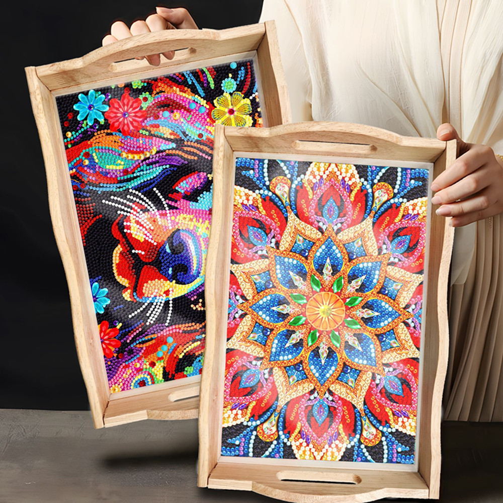 5D DIY ダイヤモンドペインティング木製ダイニングプレー - Resin Art Wooden Tray のレビューと価格