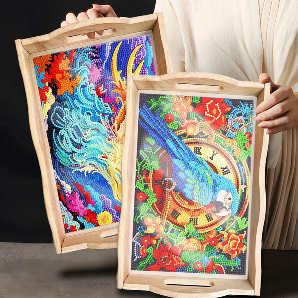 5D DIY ダイヤモンドペインティング木製ダイニングプレー - Resin Art Wooden Tray のレビューと価格