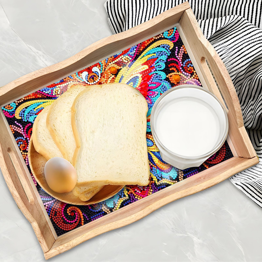 5D DIY ダイヤモンドペインティング木製ダイニングプレー - Resin Art Wooden Tray のレビューと価格