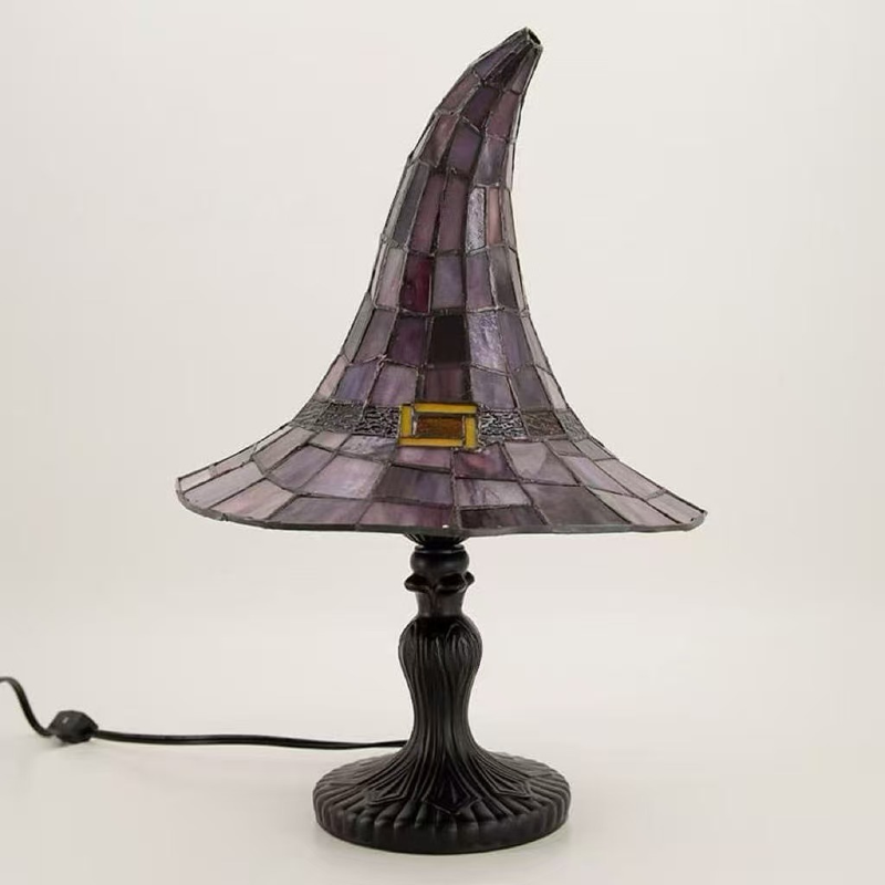 ステンドグラス風ウィッチハットテーブルランプ　手作りゴシック - Resin Art Lamp のレビューと価格
