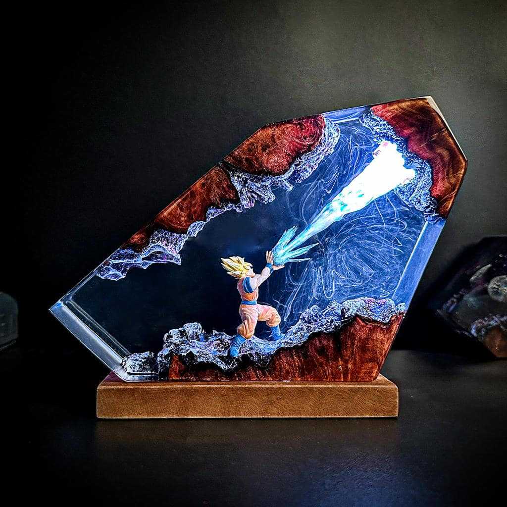 悟空カメハメハエポキシ樹脂LEDナイトライト、ドラゴンボール - Resin Art Goku のレビューと価格