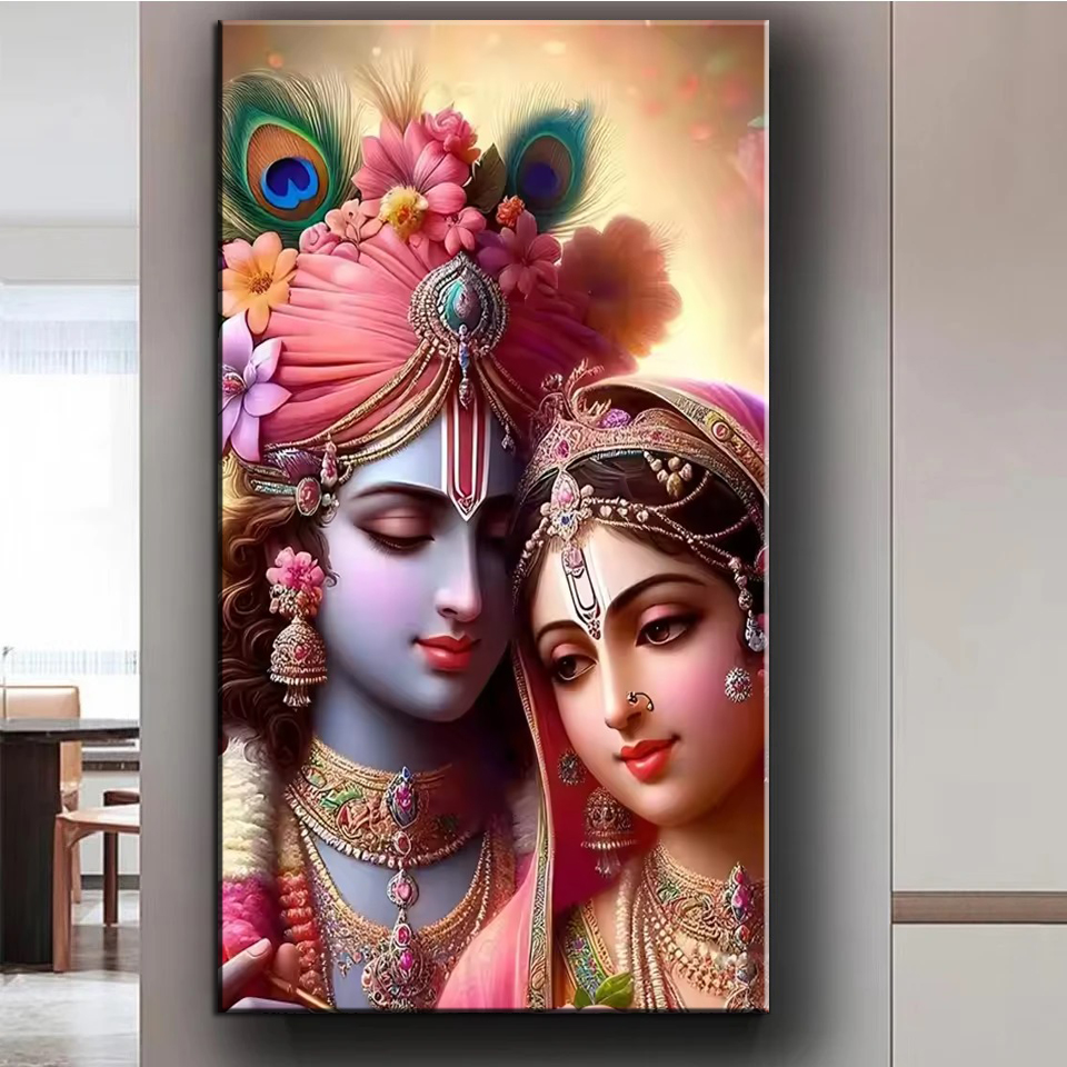 インドのロードラダクリシュナ,カップルのためのダイヤモンド絵 - Resin Art Radha Krishna のレビューと価格