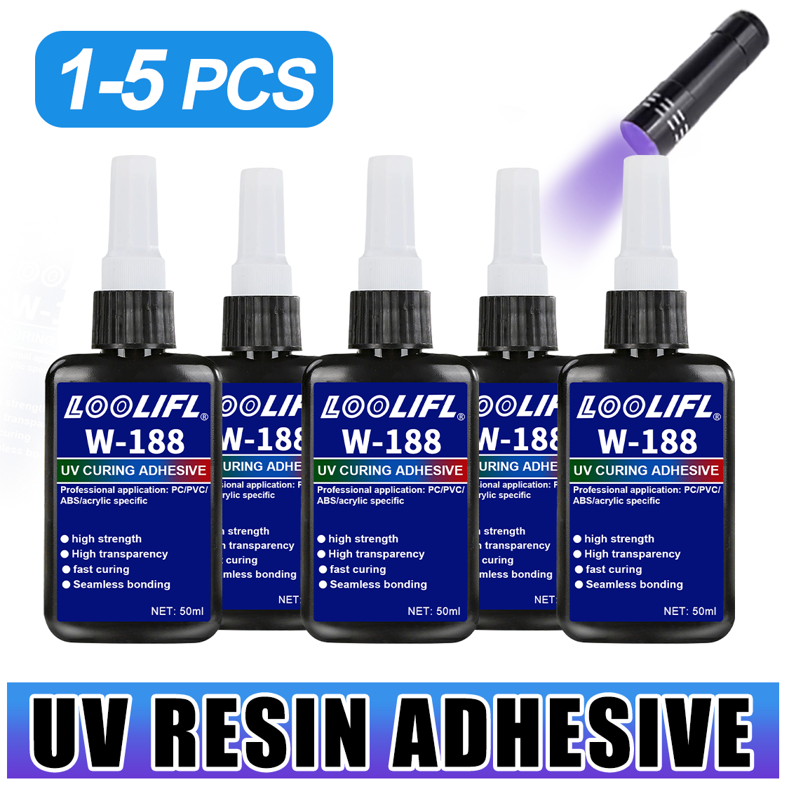 LOOLIFL 188 強力 50ml UVレジン接着剤 硬 - Resin Art Lamp のレビューと価格