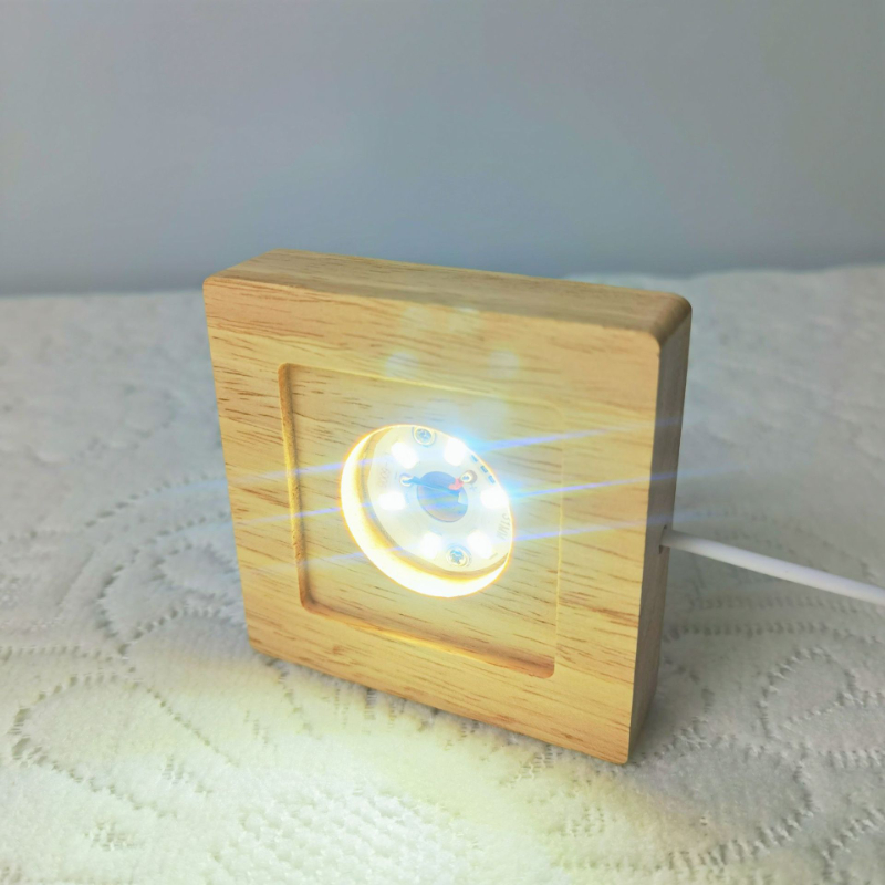 正方形 LED ライトディスプレイベース木製照明ベーススタン - Resin Art Wooden Tray のレビューと価格