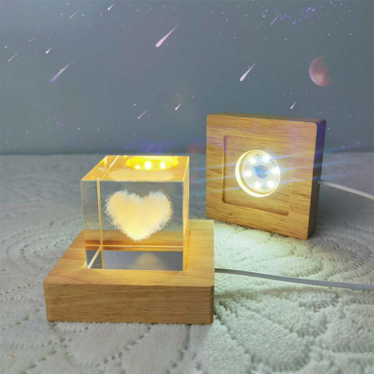 正方形 LED ライトディスプレイベース木製照明ベーススタン - Resin Art Wooden Tray のレビューと価格